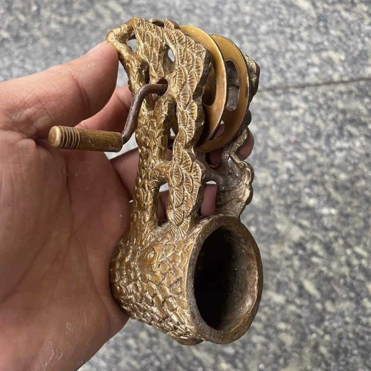 古玩铜器收藏手工老式木工纯铜墨斗做工致品相完好值得收藏