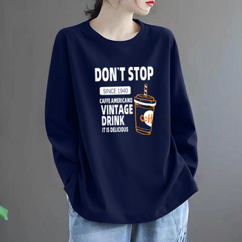 2025 new women's autumn long-sleeved T-shirt women's autumn thin tops autumn clothes outside loose autumn cotton autumn autumn