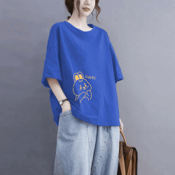 High-End Mother's Clothing Niche ins Design 150kg Plus Size Pure Cotton Short-Sleeved T-Shirt for Women Summer New Loose Top