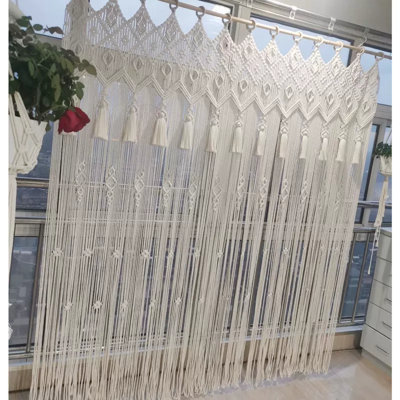 波西米亞門簾掛毯棉繩diy手工編織窗簾玄關隔斷掛毯材料包macrame-Taobao