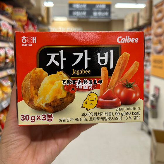 Korean straight hair Haita Jagabee baked potato fries potato original tomato flavor 30g*3 bags crispy and delicious