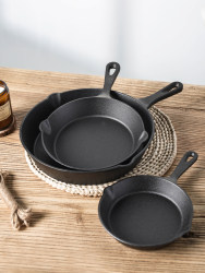 Cast Iron Small Frying Pan Mini Egg Pan Smokeless Raw Iron Physical Non-Stick Pan Pancake Pan Small Wok Induction Cooker