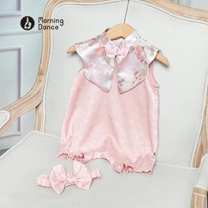 
Morning dance baby girl's one-year-old dress summer baby's 100-day banquet new Chinese jumpsuit cheongsam catches Zhou Guofeng thin