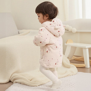 
ins Nordic style Danish bear ears hooded thickened baby coat autumn and winter warm men and women baby outing clothing