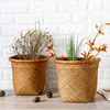 Kens round woven flower pot set trash basket storage bucket storage basket gardening flower basket without cover straw trash can