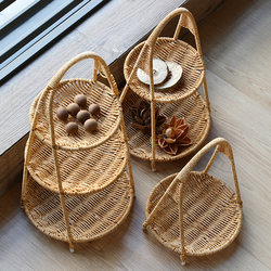 Kens Creative Multi-Layer Fruit Plate European-Style Dried Fruit Plate Imitation Rattan Woven Household Snack Plate Candy Afternoon Tea Tray Basket
