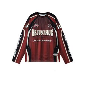 
UNXU trendy brand 2025 autumn new trend racing suit sports long-sleeved tops American retro T-shirts for men and women ins