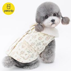 Puppy Clothing with Leash Attachment, Autumn and Winter Pet Cotton Vest, Fleece-Lined and Thickened, Back-Opening, Warm Cat Vest