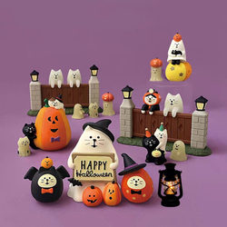 Japanese-Style Cat Zakka Miscellaneous Goods Halloween Pumpkin Ghost Miniature Scene Trendy Toy Ornament Desktop Decoration