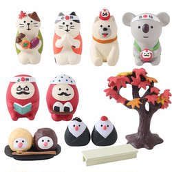 Zakka Maple Leaf Daruma Tea House Three-Tailed Cat Raccoon Resin Crafts Decoration Photography Props