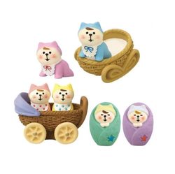 Zakka Japanese-Style Cat Figurines Baby Stroller Wedding Cradle Dollhouse Props Decoration