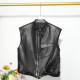 2024 autumn high -level sense stand -up leather vest ladies sheep leather sheepskin vest, shoulder carrier horse clip short jacket