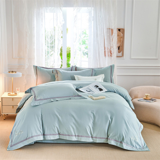 
Little sheep glutinous cotton embroidery four-piece set grinding thickened warmth kit quilt cover bed sheet bedding products for home use high quality