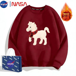 Nasa Collaboration Burgundy Year of the Horse Sweatshirt for Men, Winter Cute Pony 2026 Couple Outfit, Zodiac Year Clothing