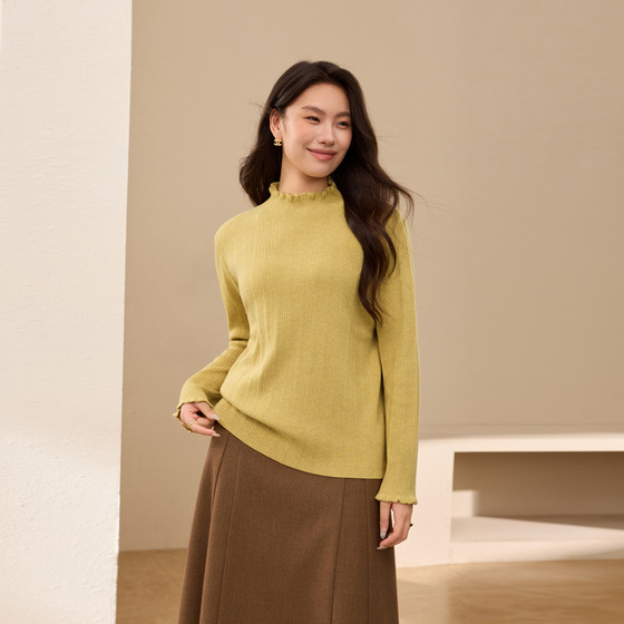
[Autumn Love Letter] Winter style of soft and waxy untied sweater with fungus half turtleneck, plus size women's clothing for fat mm