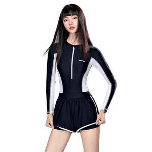 
Women's 2025 new long-sleeved one-piece slightly fat girl's meat cover swimming pool conservative hot spring sun protection swimsuit