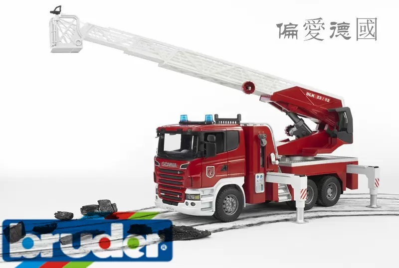 代購德國原裝bruder SCANIA雲梯噴水消防車兒童玩具車模型1:16-Taobao