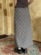 
0520 summer plaid drawstring long skirt straight slim plaid skirt is rich F0317