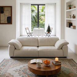 Wabi-Sabi Style Retro Living Room Removable and Washable Fabric Sofa Nordic Light Luxury Simple Three-Seater Straight Row Yunxi Sofa