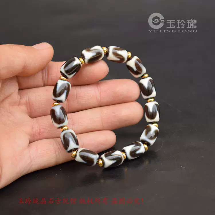 西藏小虎牙天珠手錬小巧精緻老瑪瑙玉髓天珠首飾串文玩藏飾晶石鏈-Taobao