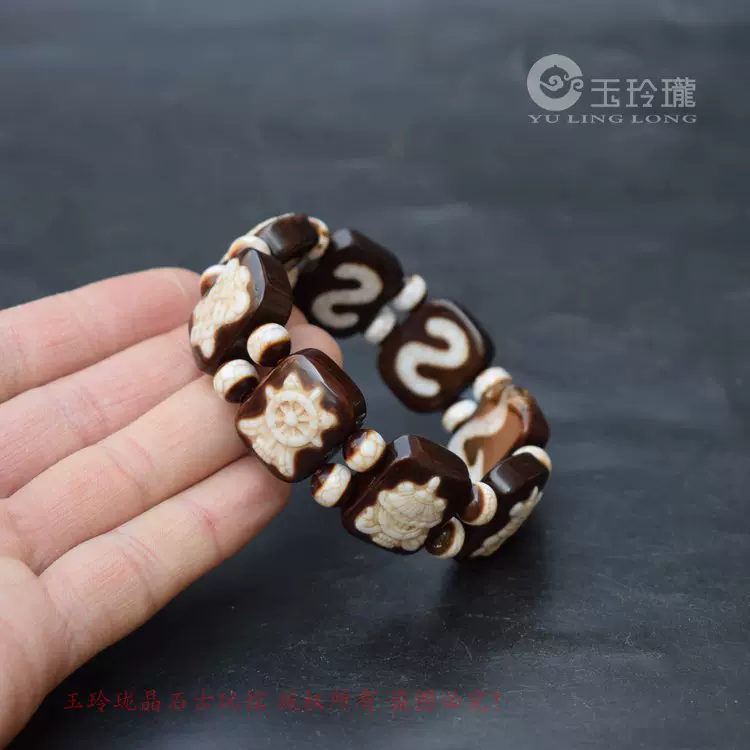 お歳暮 時期 藏式吉祥八宝玛瑙天珠手链一线玛瑙玉髓手排藏 アクセサリー