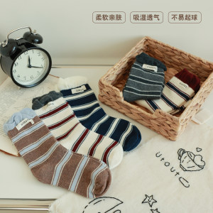 
Big Ear Elephant Girls Contrast Color Lace Striped Socks 2026 Spring New Baoer Boneless Casual All-match Socks