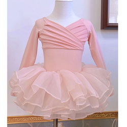 Children's Autumn and Winter Long-Sleeved Practice Clothes, Princess Clothes, Short Suspender-Style Gymnastics Clothes, Ballet and Ethnic Dance Jumpsuits