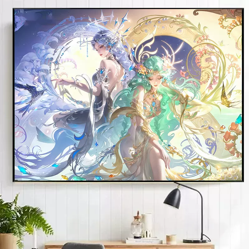 敦煌风七彩神鹿数字油画国风国潮手工diy心理解压手绘油画可定制