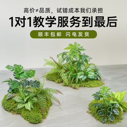 Simulated Landscaping Green Fern Plants, High-End Decoration for Indoor Courtyard Landscapes, Atmospheric Ornaments, Small Fake Green Plants