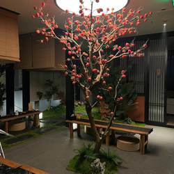 Bionic Plant with a High-End, Realistic Persimmon Tree Landscape, Indoor Living Room Artificial Tree Decoration, Song-Style Aesthetic Decoration