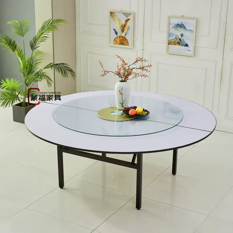 酒店家用酒席10人15人人大圆桌子折叠圆桌圆台面板pvc