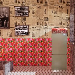 400×400 Northeast Large Floral Red Matte Non-Slip Full Ceramic Floor Tiles Chinese Style Restaurant Hot Pot Restaurant Tiles