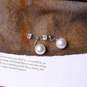 
High-quality natural freshwater pearls, 925 silver inlaid stud earrings, bright and round pearl earrings for women