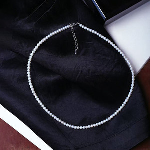 
Natural freshwater small-grain white pearl necklace, women's authentic pearl round necklace, necklace, pearlescent jewelry