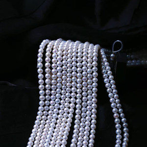 
Natural freshwater pearl medium particle round bead semi-finished product diy pearl necklace clavicle chain loose bead jewelry for women