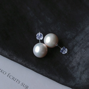 Natural freshwater pearl sterling silver inlaid earrings, large-spot style women's pearl earrings jewelry gift
