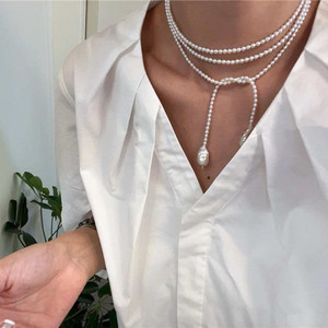 
Natural freshwater pearls paired with Baroque original necklaces in various matching styles Women's pearl sweater necklace