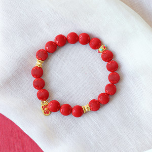 
Original ore cinnabar fine red sand velvet bead original bracelet for women's cinnabar year bracelet bracelet accessories