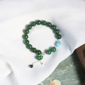 
Natural Russian Jasper Beads and Peach Pendant Original Bracelet Women’s Jade Bracelet Jewelry