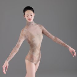 Ballet Dance Gymnastics Suit Mesh Print Hollow-Out Adult One-Piece Two-Piece Set Figure Skating Yoga Suit Pilates