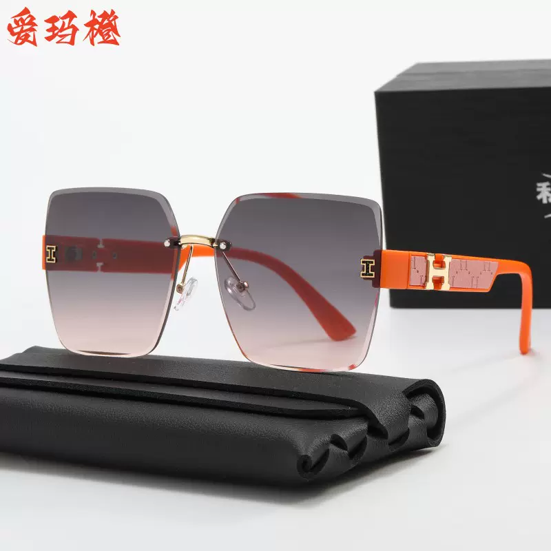 2024新款H风格太阳镜抖音网红同款无框切边太阳镜墨镜小香风眼镜-Taobao 
