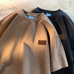 250g Heavyweight Pure Cotton Short-Sleeved T-Shirt for Men, Summer Hong Kong Style, High Street, Loose and Versatile, Couple's Top, Oversize T-Shirt