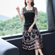 Lace dress 2025 summer new French square collar high-end middle-aged mother dress large size women's skirt mid-length