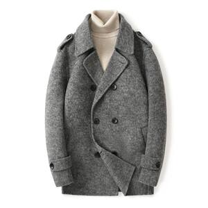 
Autumn and winter woolen coat men's short and medium cashmere coat double-sided woolen thickened suit collar youth wool jacket