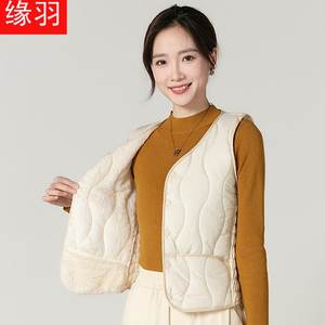 
2025 new autumn and winter down cotton vest for women plus velvet thermal inner vest short vest vest slim fit and versatile shoulder