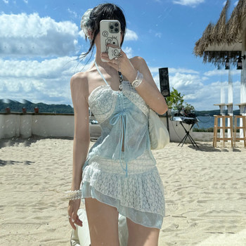 
Skirt-style split swimsuit for women, pure desire, fairy lace, sexy hottie, small breast bikini, stunning BIKINI