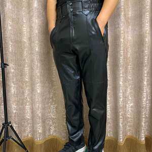 Men's leather pants fashion locomotive leather pants horse pants pants
