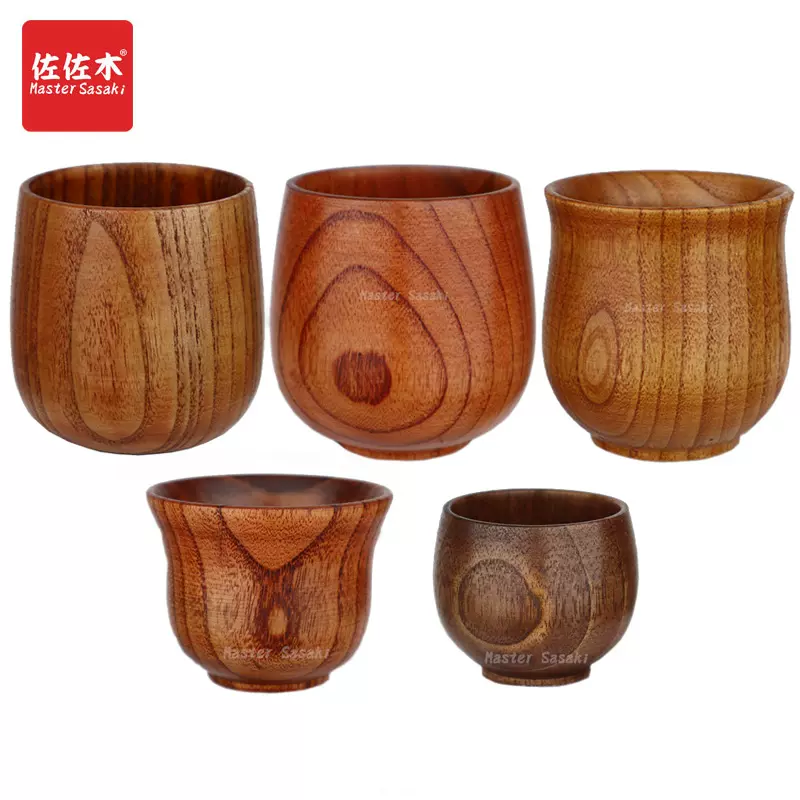 日式木杯子木製茶杯實木隨行杯純手工木頭水杯飯廳刻字定製LOGO-Taobao