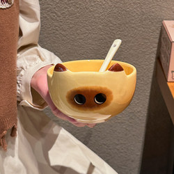 ins Cute Siamese Cat Ceramic Rice Bowl, Personal Bowl, Cute Tableware for Kidsren, Particularly Beautiful Rice Bowl
