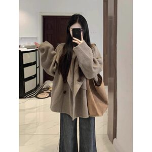 
New Korean Style Chic Autumn and Winter Hepburn Style Coat Women's Woolen Suit Collar Mid-Length Small Woolen Coat Women